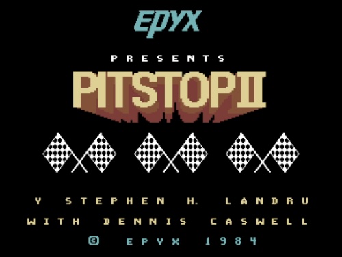 Title Screen of Pitstop II for Commodore 64